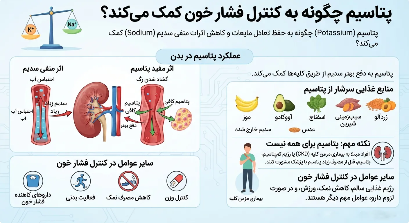   پتاسیم چگونه به کنترل فشار خون کمک میکند؟ 